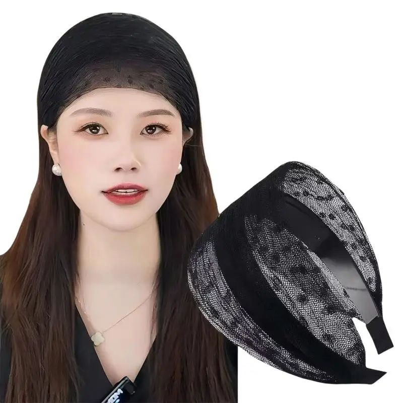 Rutschfestes Spitzen-Mesh-Haarband, hohles, elastisches, breites Haarband, Kopfbedeckung, Haar-Accessoires, Spitzen-Haarbänder für Frauen und Mädchen – Detail 5