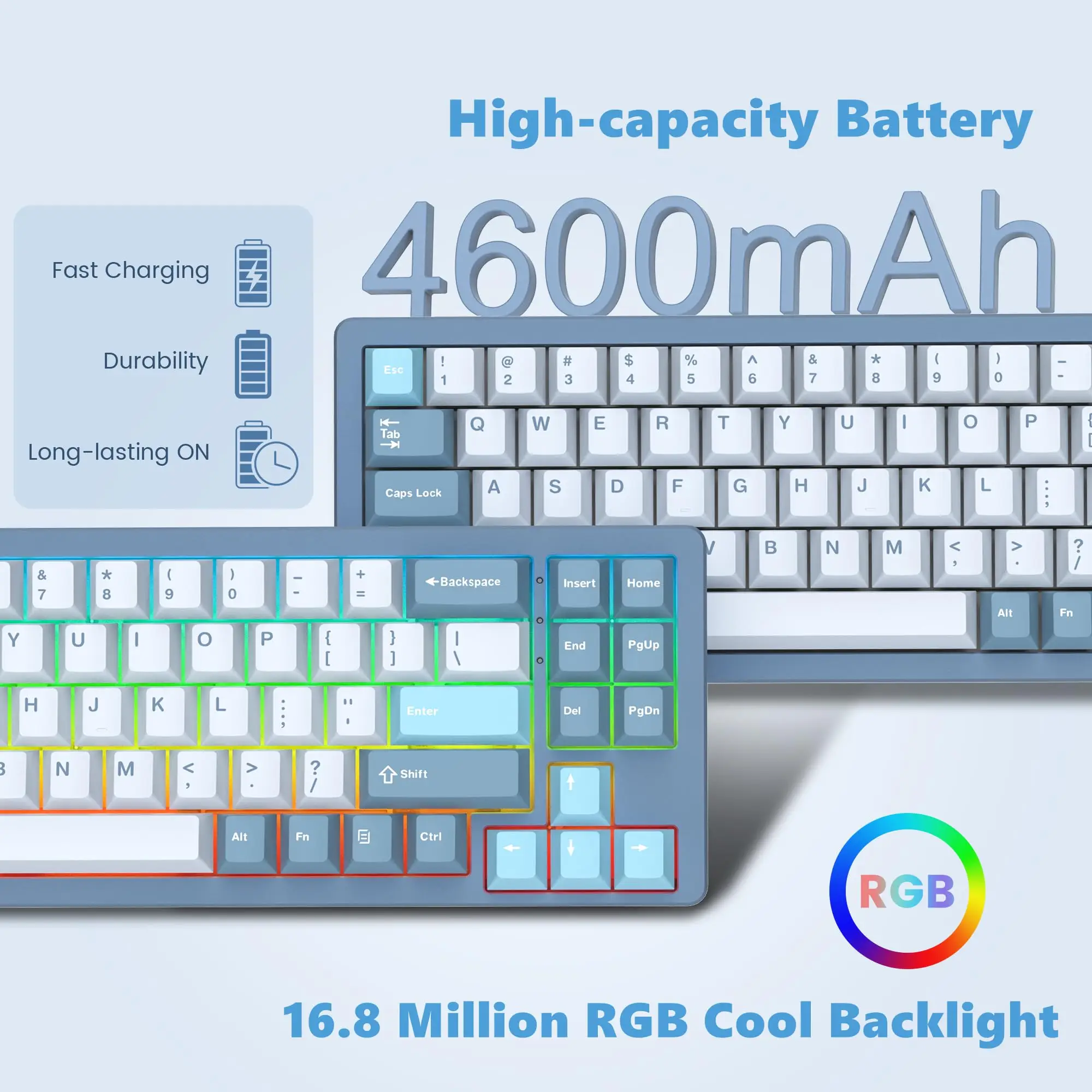 Imagem -04 - Teclado Mecânico sem Fio para Jogos Azul S-k71 Tri-mode 68 Junta de Alumínio Bluetooth Hot Swappable para Mac wp Interruptor Vermelho Mulheres