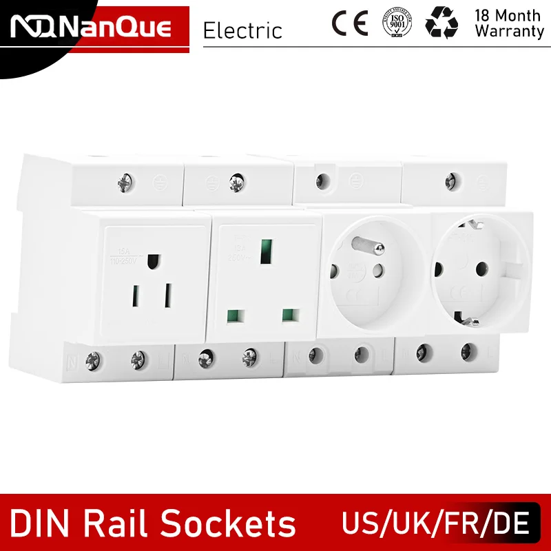 

DIN Rail Socket AC30 PT31 AC230V 110V 13A 15A 16A Flame Retardant Copper DE Germany FR France UK US Standard Multi Function