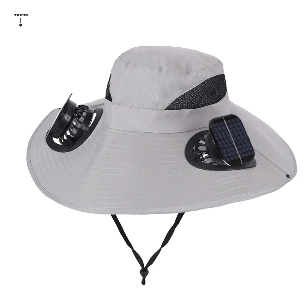 Chapéu Solar com Ventilador Duplo Conveniente, Respirável, 3 Velocidades, Boné com Viseira Ventilada para Verão, Portátil, Proteção UV, Chapéu de Pescador para Clima Quente
