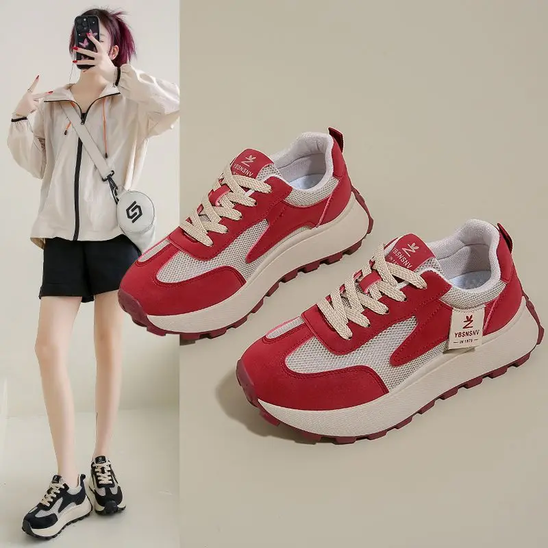 

Весенне-осенняя новая женская вулканизированная обувь, дышащие кроссовки на платформе с толстой подошвой, нескользящая повседневная спортивная обувь Zapatillas