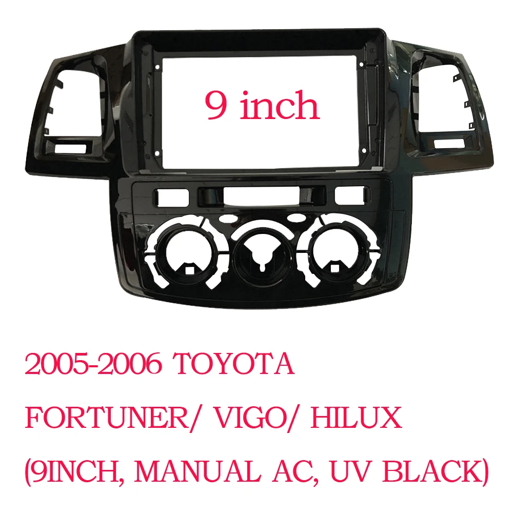 2 Double Din Panel Car Android Frame In-dash Kits9 Inch Fascia For Toyota Fortuner Hilux 2005-2014