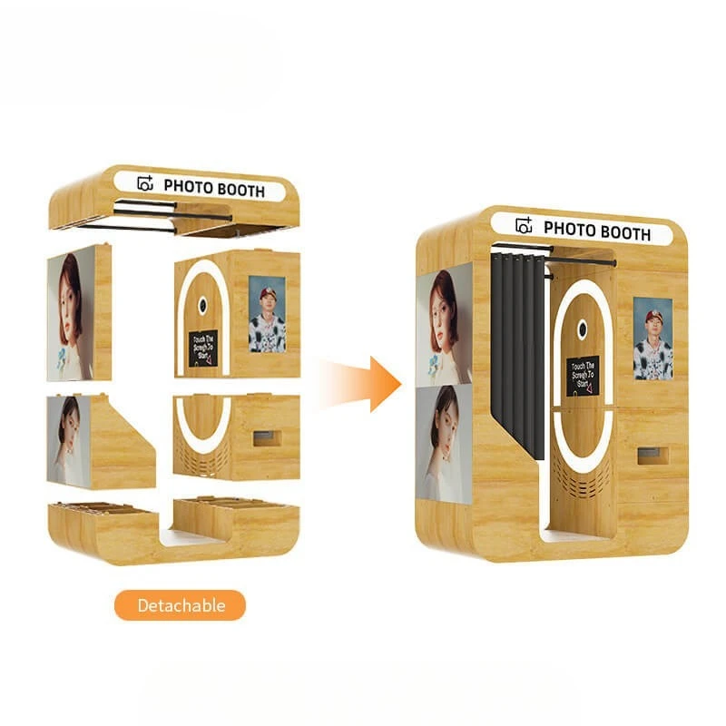 Retro Wooden Detachable Closed Instant Print Wedding Photo Studio