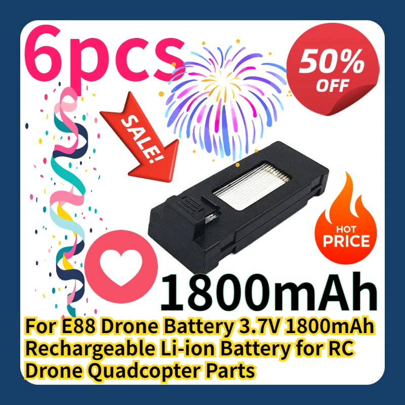 

For E88 Drone Battery 3.7V 1800mAh Rechargeable Li-ion Battery for RC Drone Quadcopter Parts