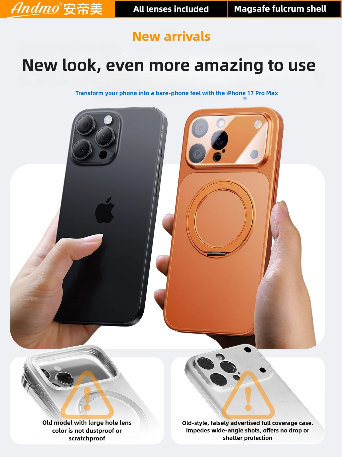 

【iPhone16/15 to 17 Series】for iPhone16 Pro Max Case 15ProMax Instantly Transform to iPhone17ProMax Full Lens Coverage Stand Case