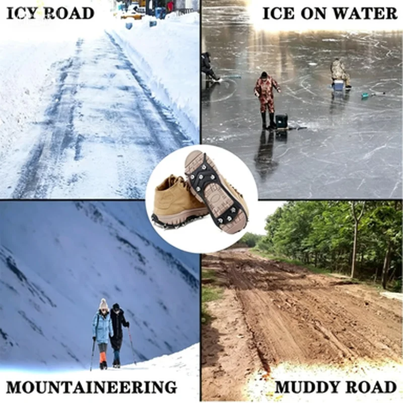 Picture 5: 1Pair Ice Gripper Spike for Shoes Winter Outdoor Anti-Slip Hiking Mountain Climbing 8 Teeth Snow Crampons Anti-slip Shoe Covers