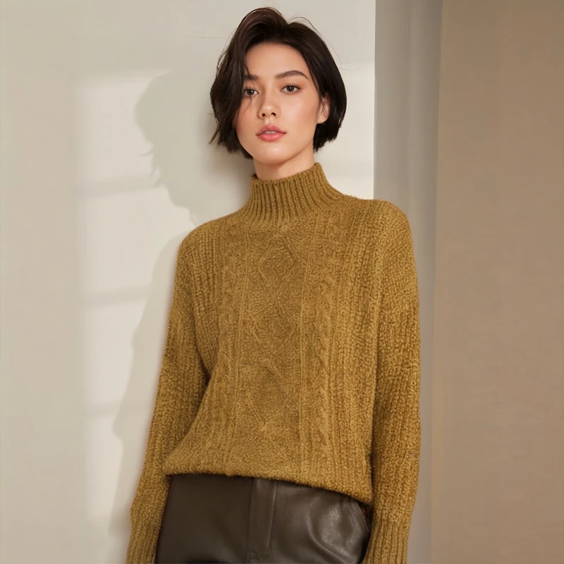 

Coarse Needle Knitted round Ne Sweater Women's Faion Autumn New Sle Tai Series Tagl Women's Premium Quali Sweater