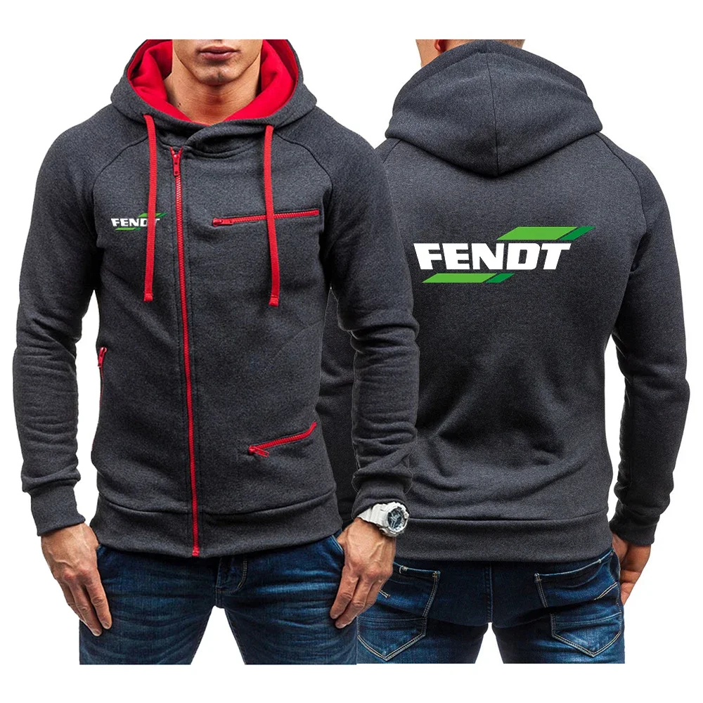 

2024 New Men's FENDT Logo Printing Casual Cotton Hooded Coat Spring Autumn Male Cardigan Hip Hop Solid Color Personality Hoodies