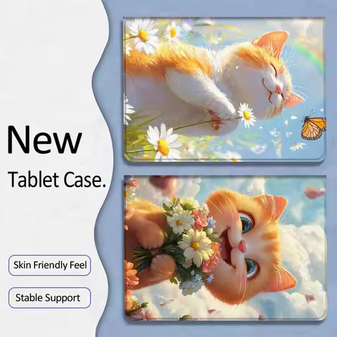 Cute Cat Holding Flowers For Xiaoxin Lenovo Tab P12 Extreme Legion Y900 Idea Pro GT 12.1 2025 Foldable Tablet Case Gift