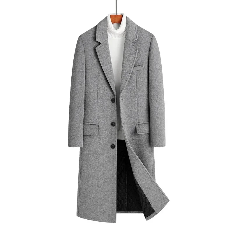 

Wool content 51% New woolen coat men's winter Korean version wool fashion casual men's coat long top men's.wool coat