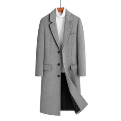 Abrigo de lana con contenido de lana para hombre, abrigo largo informal a la moda, versión coreana, invierno, 51%