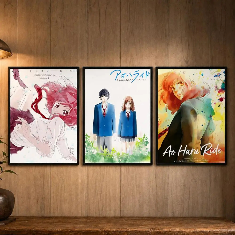 Max Anime B-Blue Spring RideS Poster Self-adhesive Art Poster Decoracion Painting Wall Art White Kraft Paper Home Decor