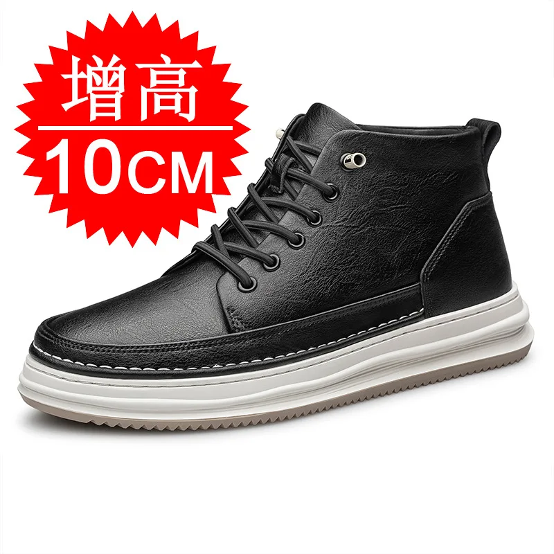 Hoge top heren Innerlijke Verhoogde Schoenen Lederen Sport Casual Schoenen Onzichtbare Hoogte Toenemende Schoenen Mannen Sport Lift 8CM 10CM