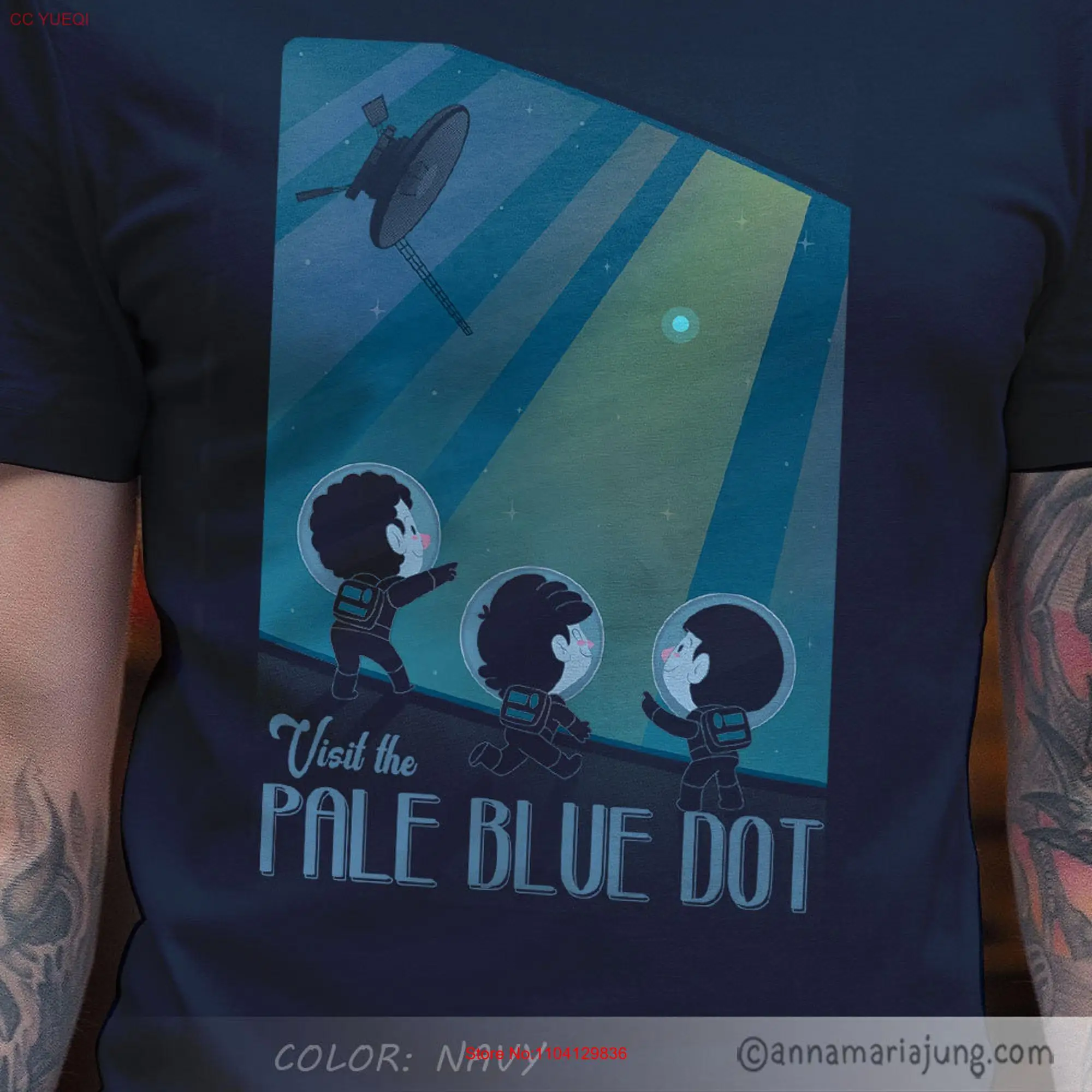 The Pale Blue Dot Carl Sagan quote astronomy voyager 1 T shirt plus size unisex slimfit long or short sleeves