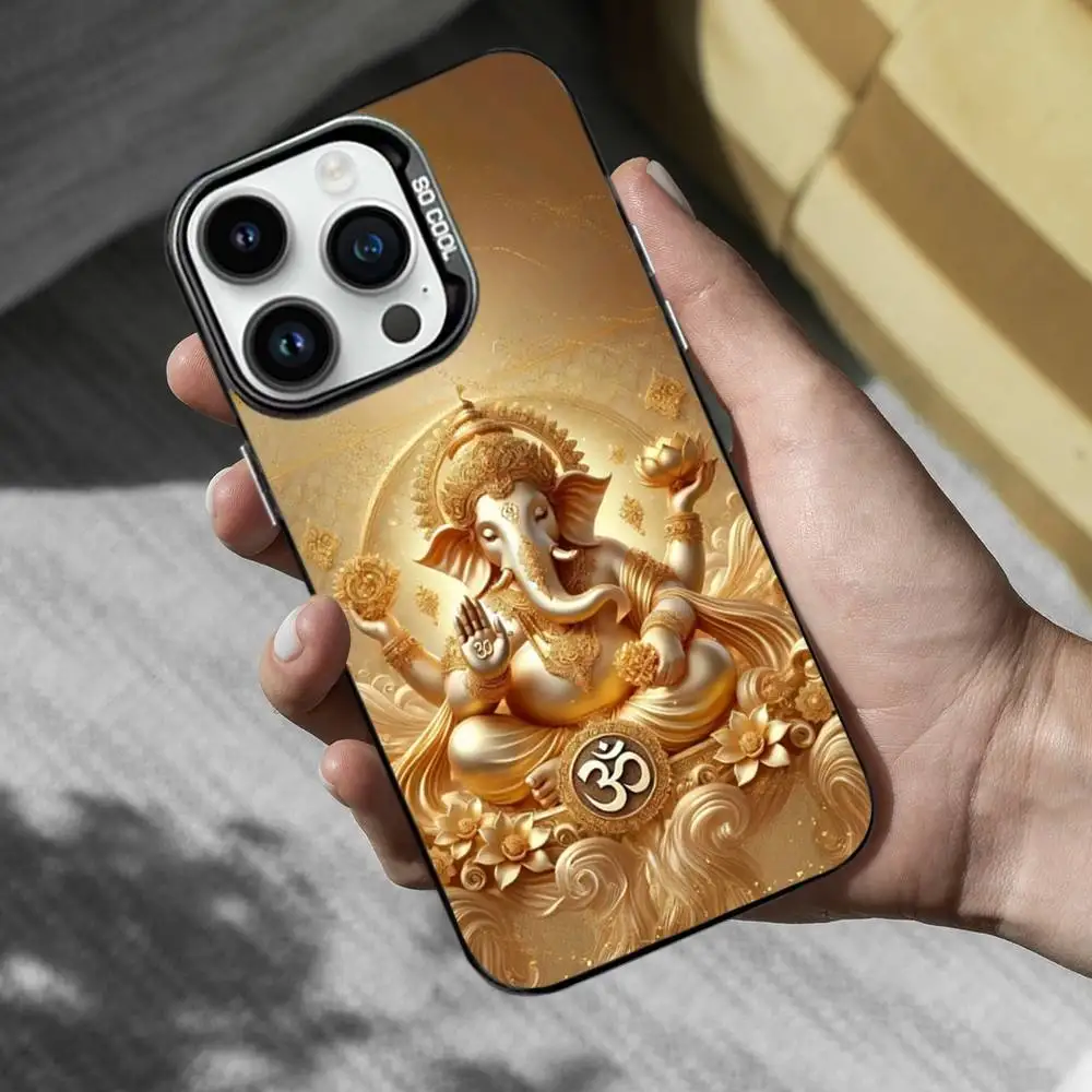 Casing Ponsel Dewa Gajah Ganesh Untuk iPhone 17,16,15,14,13,12,11,Mini,Pro,MAX,XS Hitam Matte Anti Benturan