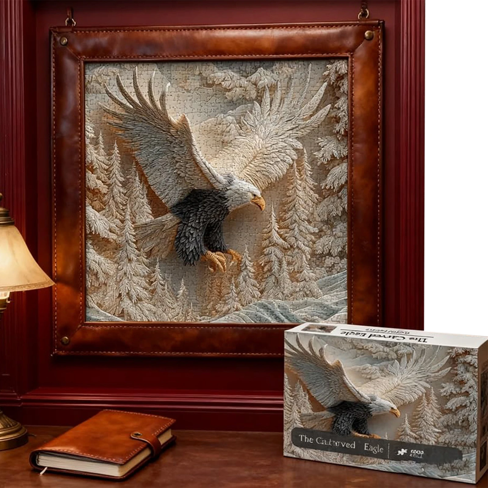 1000 Piece The Carved Eagle Jigsaw Puzzle Challenging Eagle Art Puzzles Game Eagle Wildlife Art Design Puzzles Game for Adults