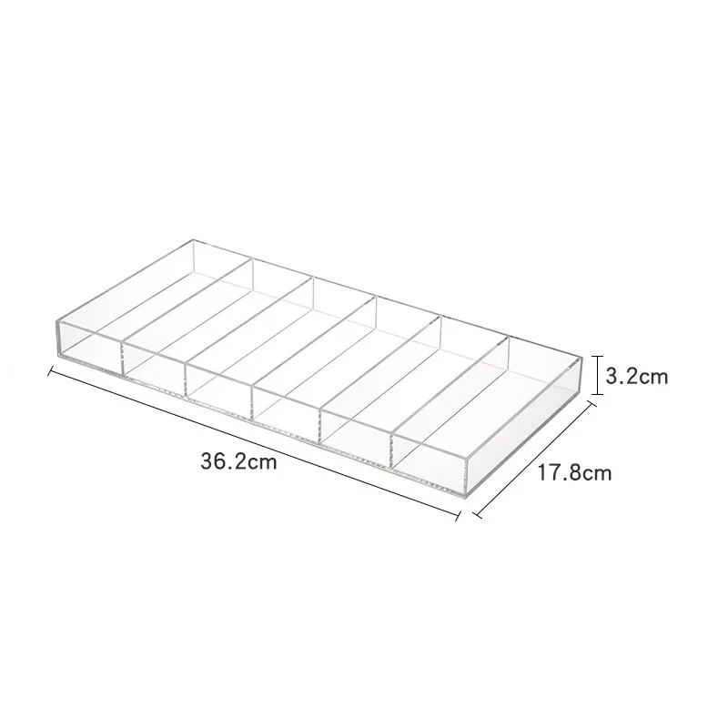 Caja de almacenamiento acrílica de 6 rejillas, caja de gafas transparente, caja de acabado de almacenamiento, pincel de maquillaje, pintalabios, esmalte de uñas, acabado cosmético