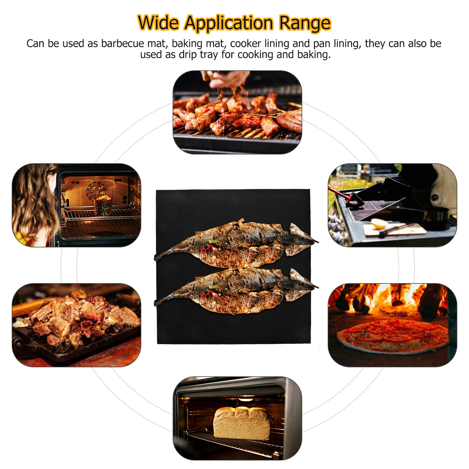 

3Pcs Bbq Grill Mats Non-Stick Reusable Heat Resistant Pads Outdoor Cooking Grill Camping Accessories Outdoor Accessories