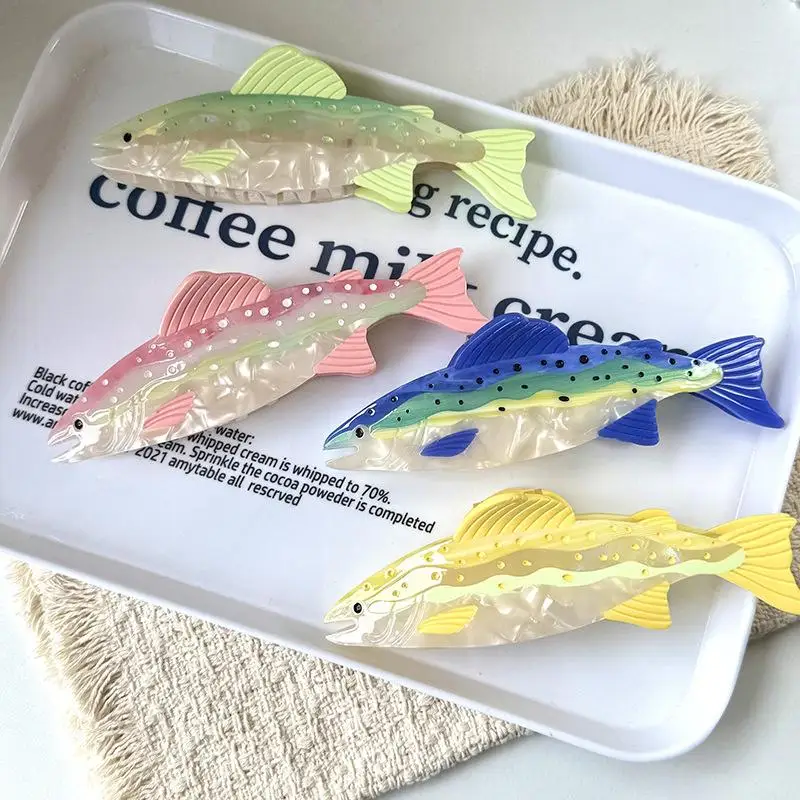 ☛Ocean Series Trout Hair Claw Eco-friendly Acetate Claw Clip Summer Trendy Hair Clip For Women Girls Hair Accessories
