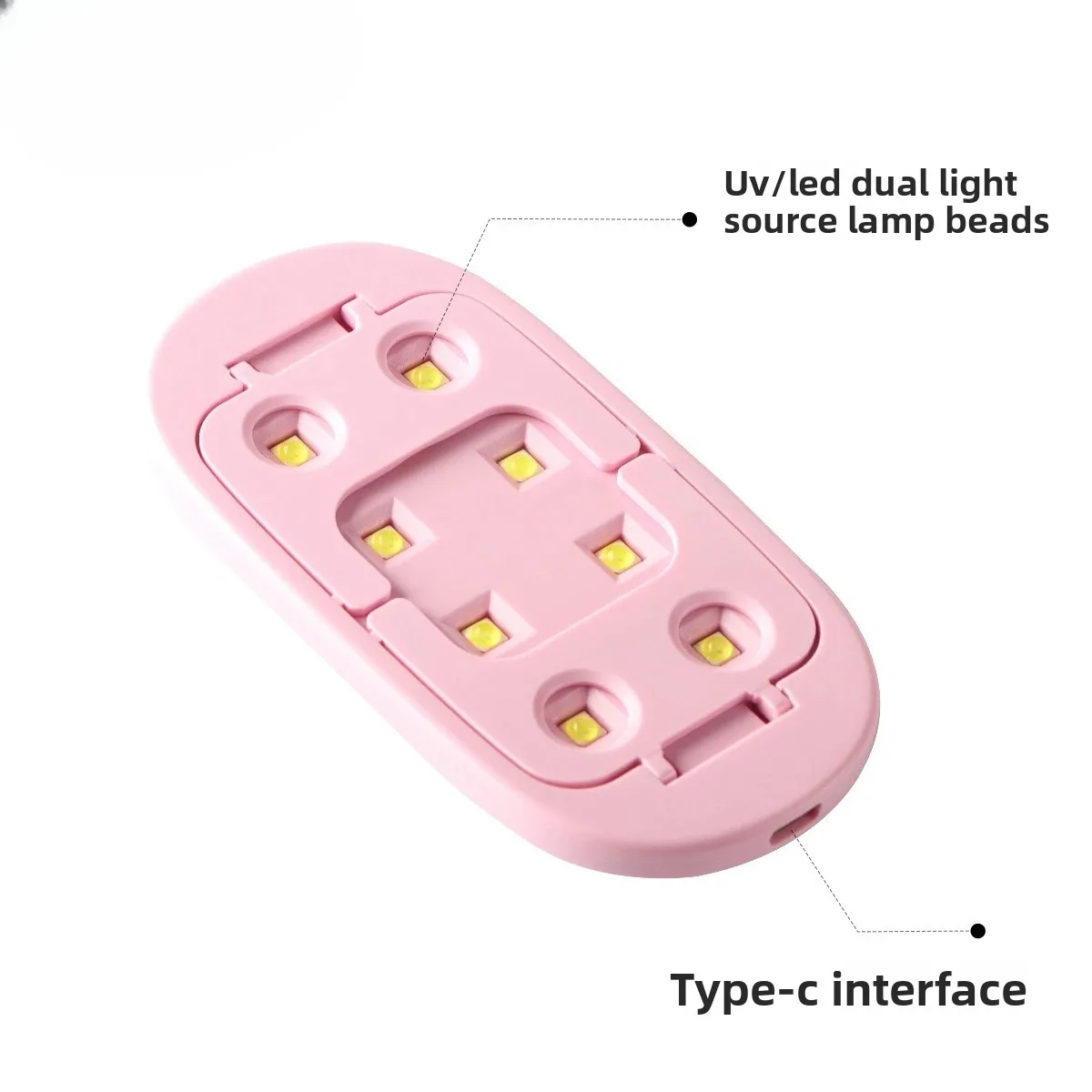 8W Dual Source Mini Portable Nail Lamp, Foldable Handheld Mini Nail Mouse Lamp for Gel Curing tools