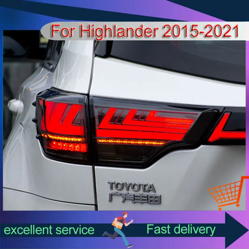 Car Styling For Toyota 2015-2021 Highlander Taillight Upgrade DRL Rear Lamp LED Dynamics Turn Signals Brake Auto Accessories