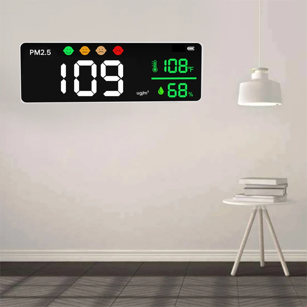 Indoor Air Quality Monitor Wall Mounted PM2.5 Detector with Laser Sensor Real Time Dust Measurement PM2.5 Monitor Gas Analyzers