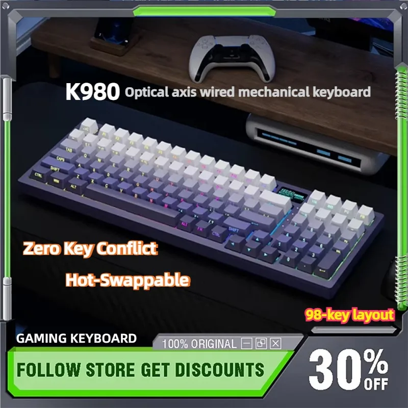 

ZIDLI K980 Optical Axis Mechanical Keyboard Wired Single Mode RGB Hot Swap Customized E-sports Gaming Keyboard Gifts
