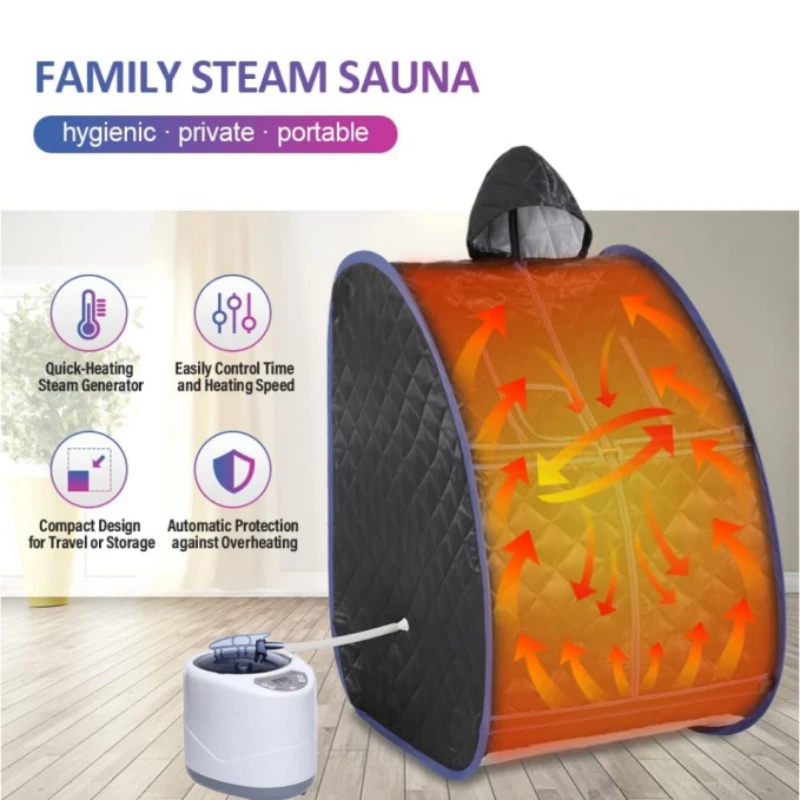 Dampfsauna, tragbare Heimsauna mit 3 l 1000 W Generator-Fernbedienung und faltbarem Stuhl zur Entspannung