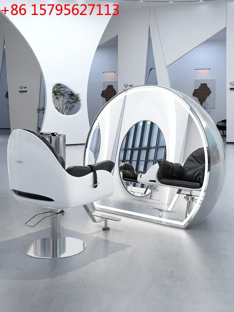 

SS NewBarber shop, hair salon special double-sided mirror Fashion hair salon hair cutting mirror Single-sided floor with light