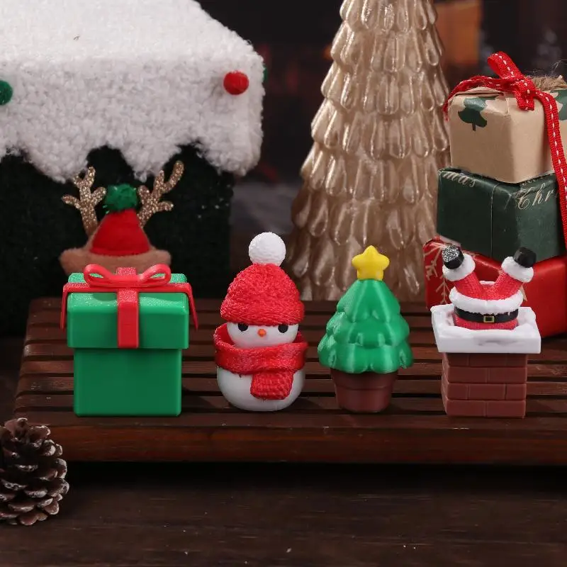 Decorazione natalizia stampata in 3D, bambola da tavolo, Babbo Natale, camino cadente, carino e divertente, giocattolo relax, ornamento pressato, clicker