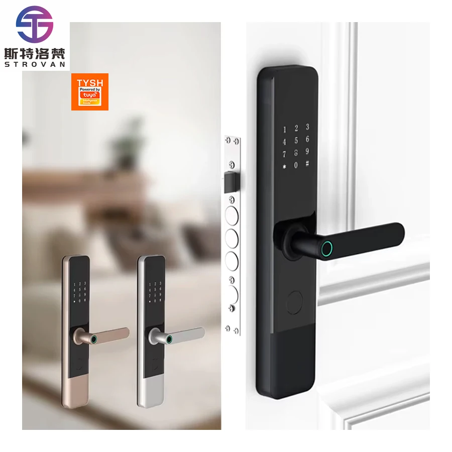 

STLF Waterproof Tuya Wifi App Electronic Smart Door Lock Biometric Lock Fingerprint Door Handle Digital Keyless Lock