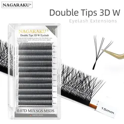 NAGARAKU Double Tips 3D W Eyelashe Extensions Automatic Flowering Premade Full Dense Natural