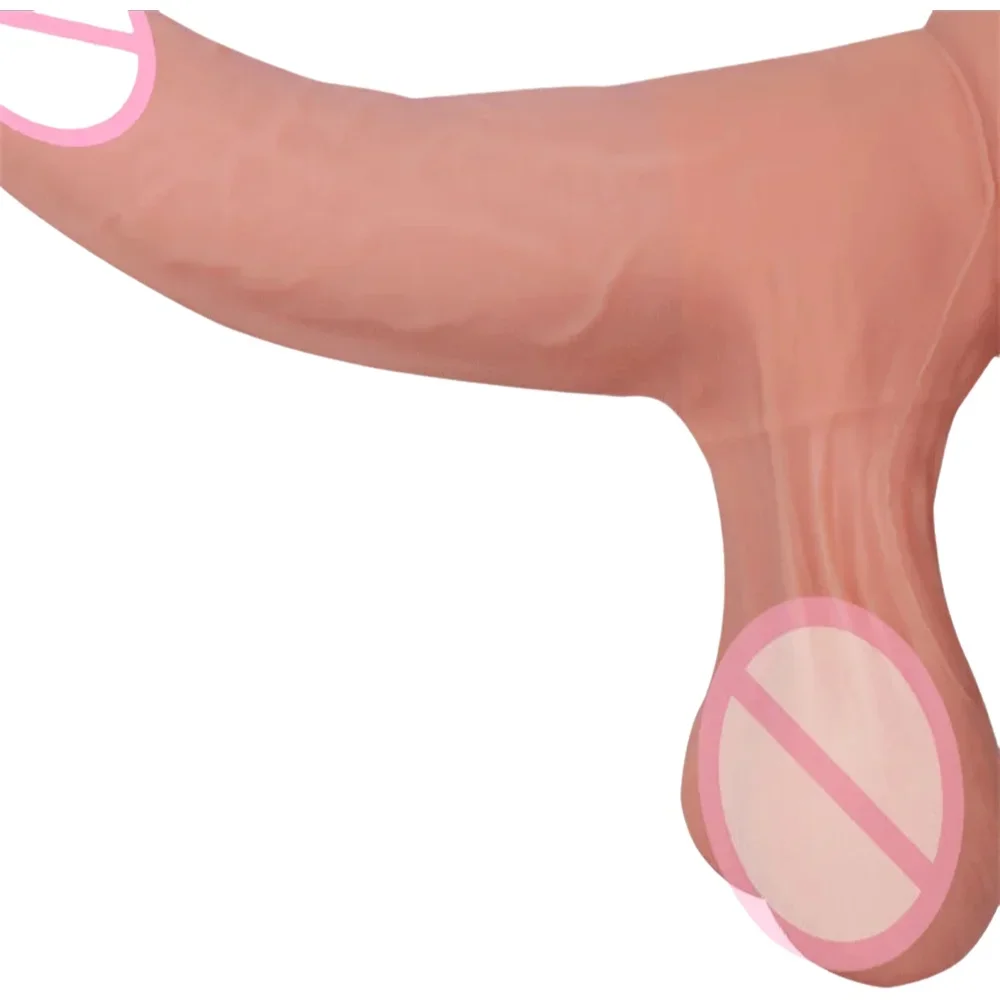 Huge Testicular Swing Realistic Dildo Females MasturbationSliding Skin Fake Big Dick Foreskin Penis Lesbian Sex Toys For Women