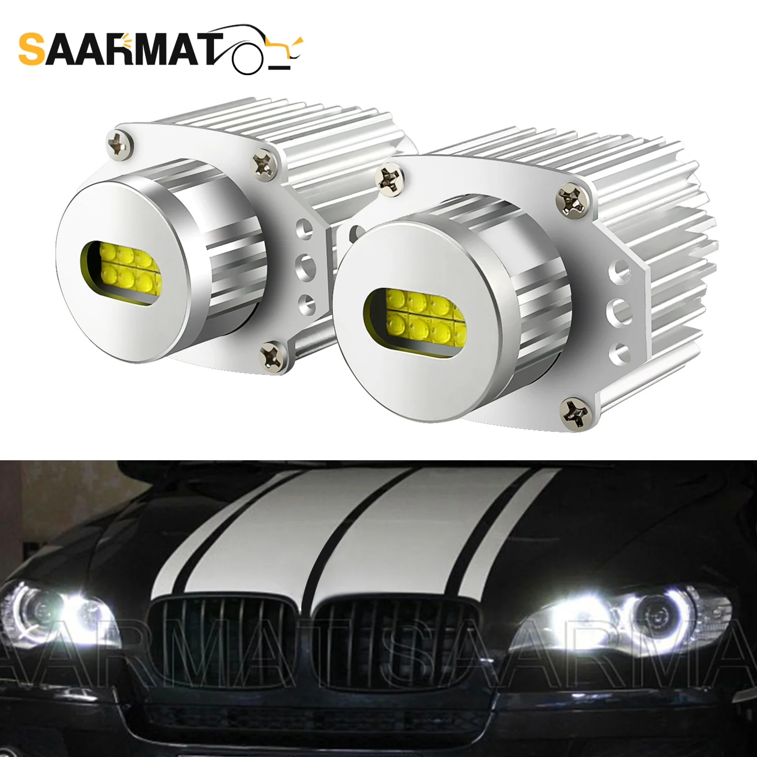 2pcs LED Angel Eyes Lights 80W White Light Auto Replacement for BMW E90 E91 3 Series 325i 328i 330i 2004-2008 Error Free