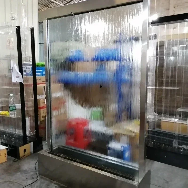 X Glass Water Wall Entrance Partition Water Curtain Fountain Light Indoor Courtyard Landscape Water Curtain Wall Screen