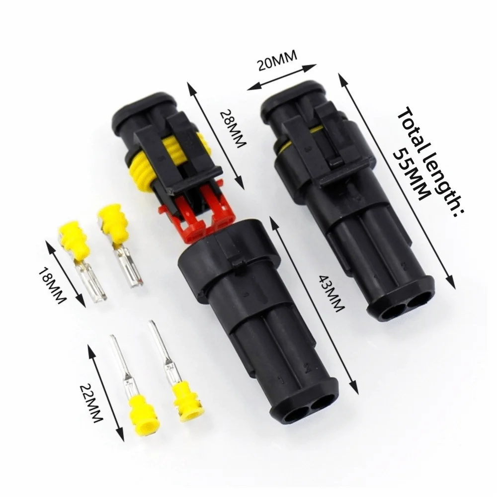 2 Pin Way Waterproof Wire Connector Secondary Lock Without Wire Quick Locking Wire Harness Universal Wire Harness Socket