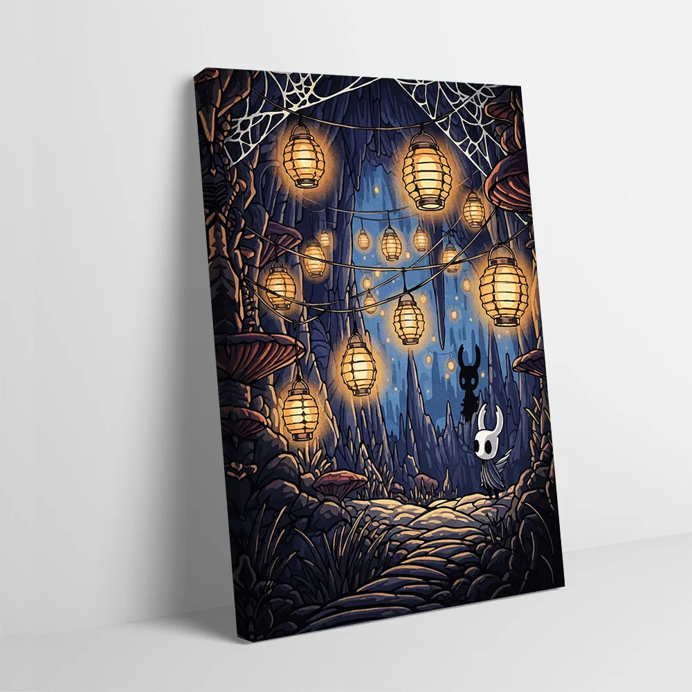 

Hollow Knight Lanterns Dark Poster Custom Printed Canvas Painting for Pictures Wall Art Luxury House Decoration Home Wand Deko