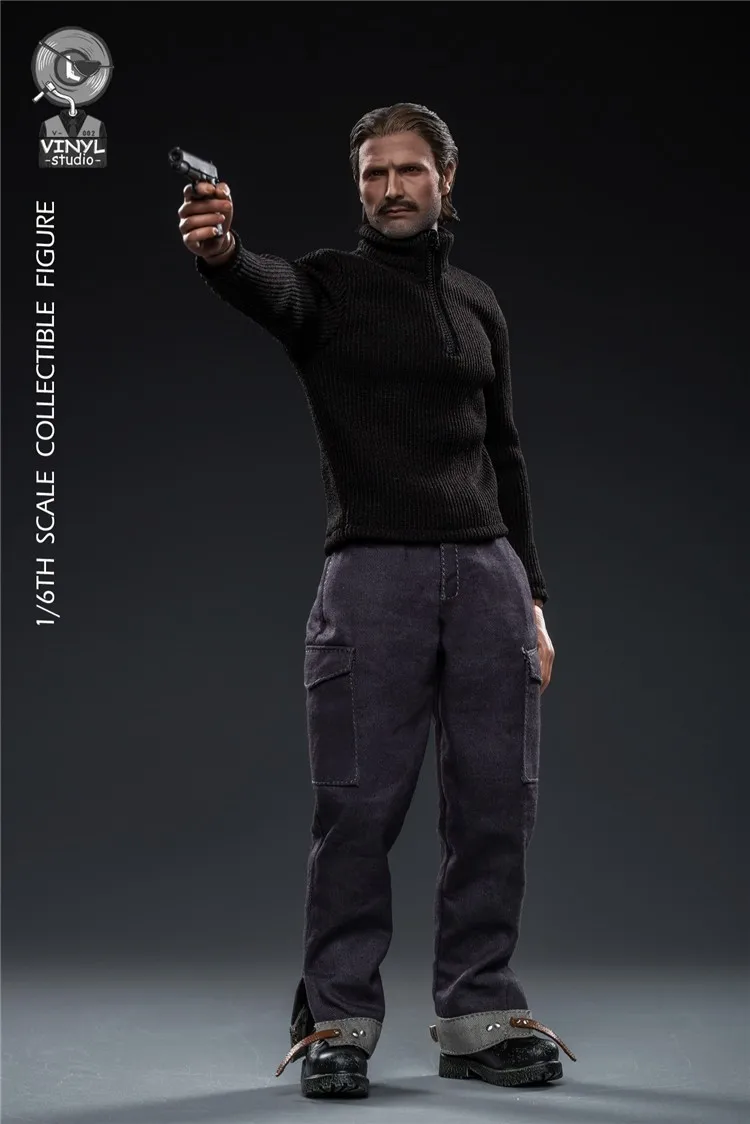 

VINYL STUDIO-002 1/6 Male Soldier Killer Mads Mikkelsen Double Head Carving Full Set 12'' Action Figure Model Toy In Stock