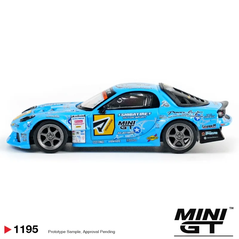 [In Stock] Mini GT 1/64 Mazda RX‑7 RE‑Amemiya D1GP Diecast Race Car Model, Alloy Static Hobby Collectible Vehicle