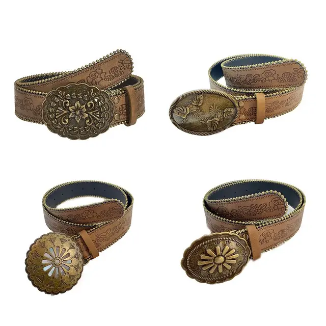 Cinturón vaquero boho marrón de cuero PU ajustable