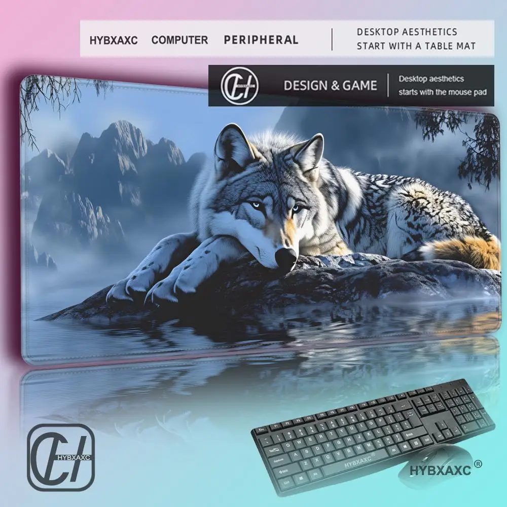 HYBXAXC Wolf River Pattern Gaming Mouse Pad High-Quality Print Anti-slip Rubber Mat for Laptop Office