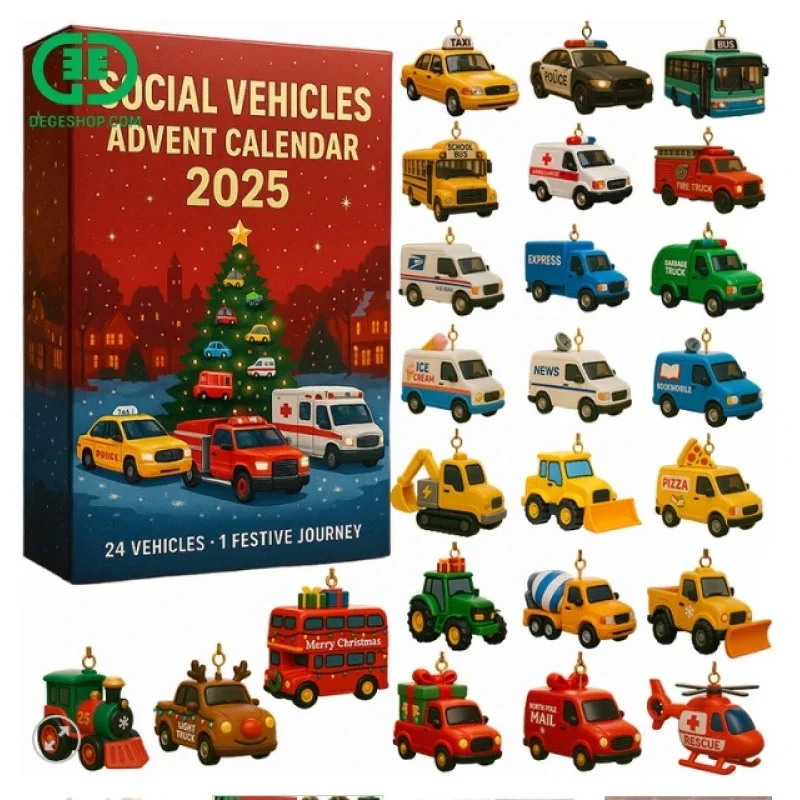 

Акриловый автомобильный адвент-календарь, слепая коробка с автомобильными украшениями для декора рождественской елки для детей и коллекционеров, милый праздничный подарок