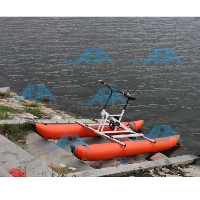 Single Person Inflatable PVC Pontoons Inflatable water pedal bike pedal boat aqua cycle pedal Riding Tube Bike