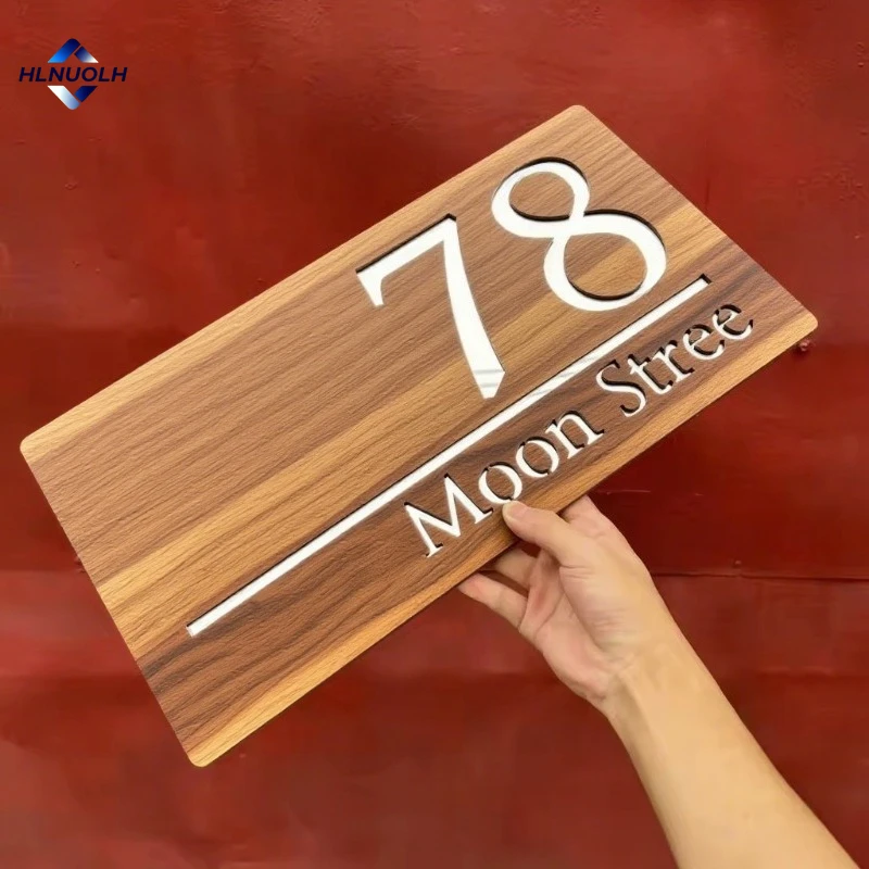 

Retro Wooden House Number Sign – Waterproof Outdoor Address Plaque with Street Name, Custom Wall Decor for Home New Home Gift