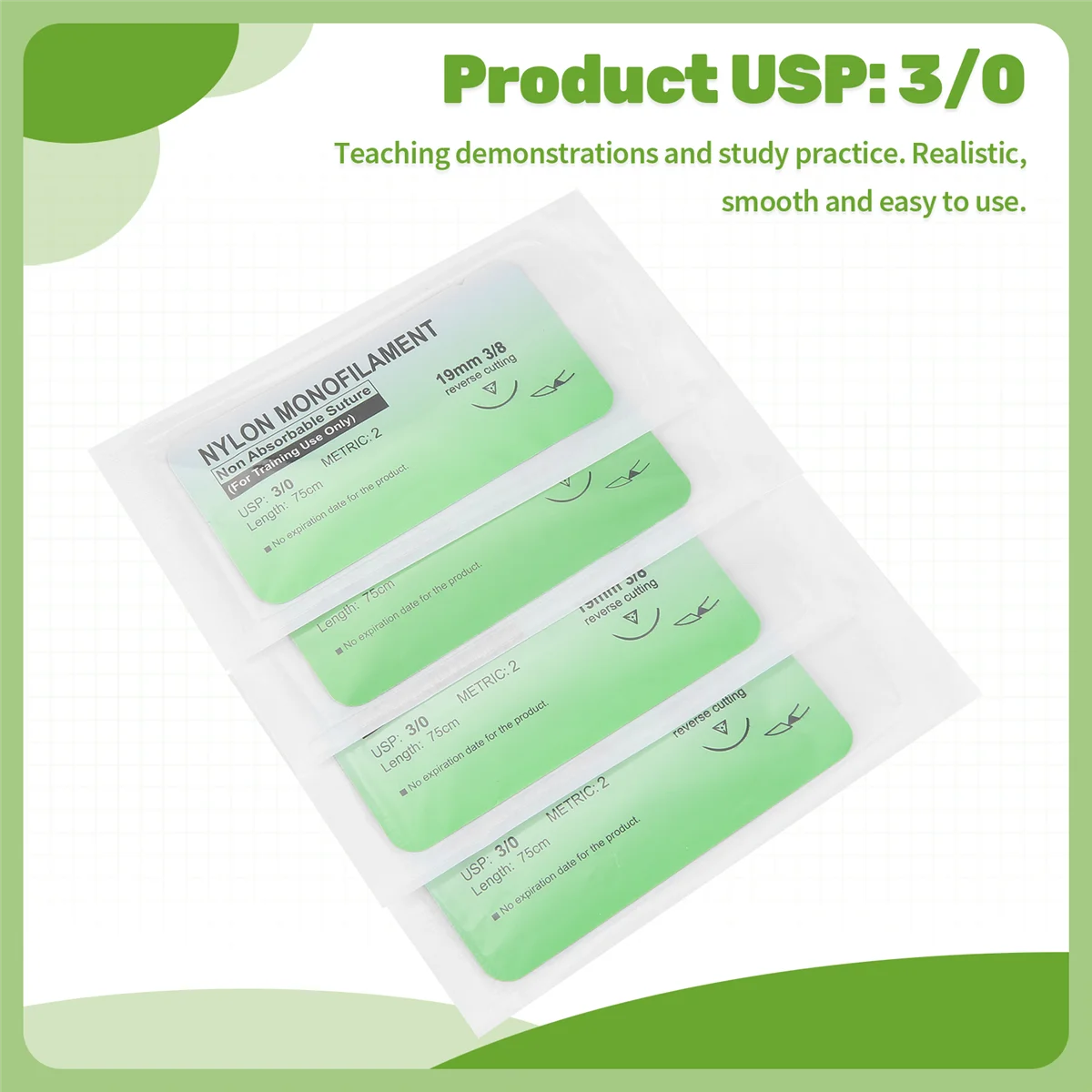 Gfc-12 шт./компл. набор для наложения швов иглы с нейлоновой мононитивой нитью 3/0