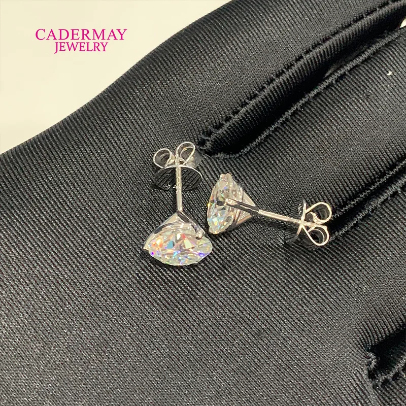 High Quality Martini 3 Prongs 9mm 3ct Each VVS Moissanite Diamond Earrings Stud 14K White Gold Moissanite Earrings For Women Men - view 4