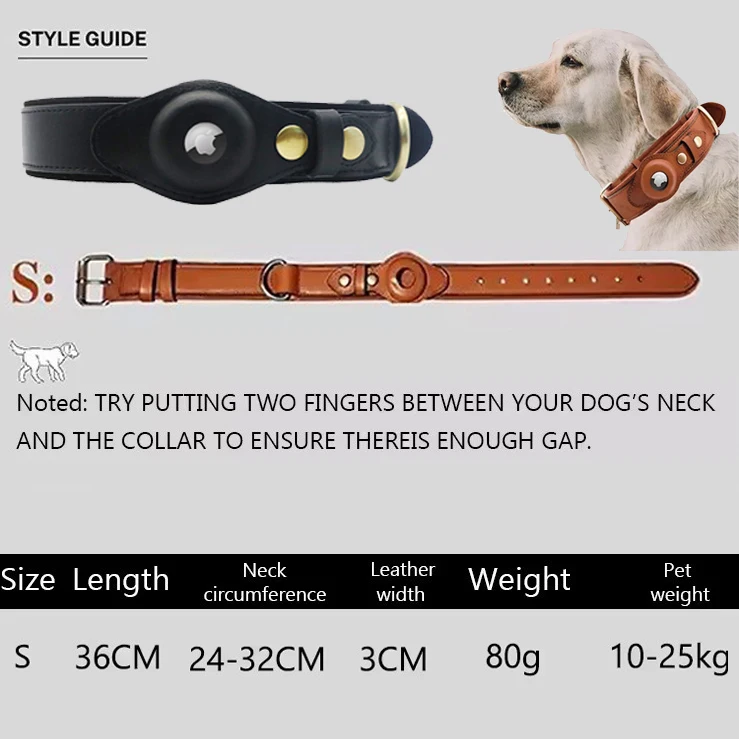 Dog Collar Small Cat Collar Pet Cowhide Waterproof Training Anti-loss for Dogs GPS Location Tracker for Airtag Puppy Accessories