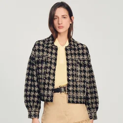 Giacca Cardigan lavorata a maglia per donna, colore Bird Check, colore collisione francese, nuovo marchio, alta qualità, primavera, 2021, marca SAPYU