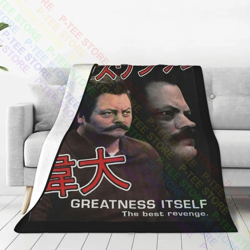 Parks And Recreation 2009 Ron Swanson Kanji Japanese Blanket Velvet Comfortable For Sofa Bedroom