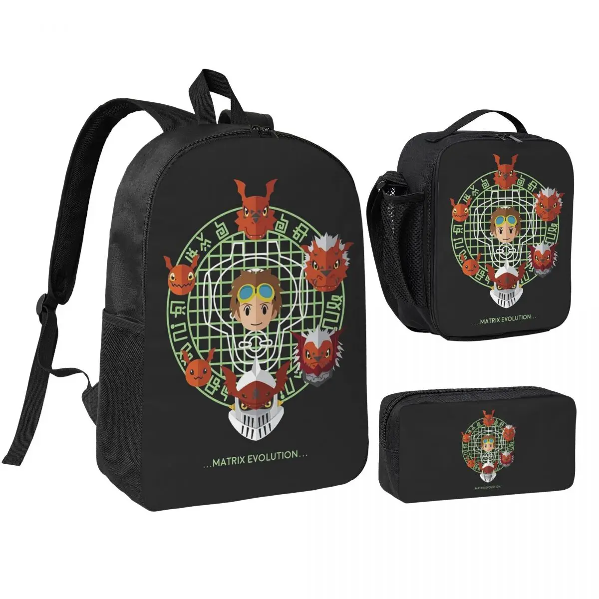 

Anime Digimon Gallantmon Backpack Student Boys Girls BookBag School Bag Laptop Shoulder Bags 3ps Insulated Lunch Bag Pencil Case
